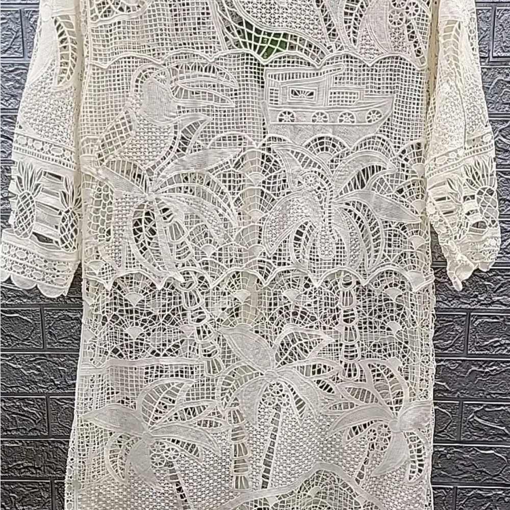 FARM Rio Ivory Tropical Lace High Low Dress including dress slip
